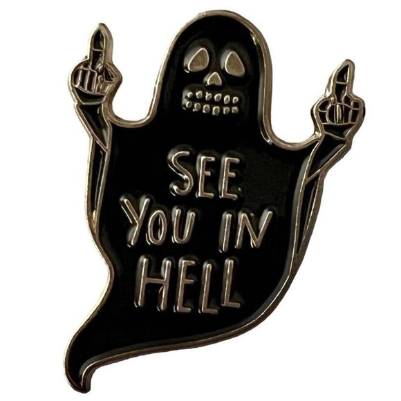 Ghostly Curse "See You in H” Halloween Enamel pin - Picture 1 of 3